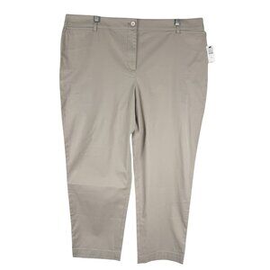 Talbots Perfect Crop Pants Size 16 Beige‎ Slim Leg Cotton Blend NWT PT-2540